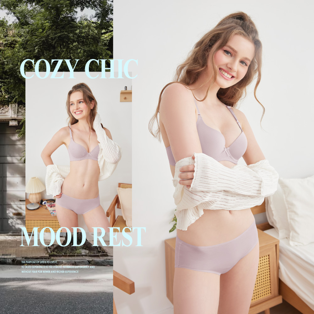 【Clany可蘭霓】 裸感新美學無痕軟鋼圈零著感BCD內衣 浪漫紫 6903-91, , large