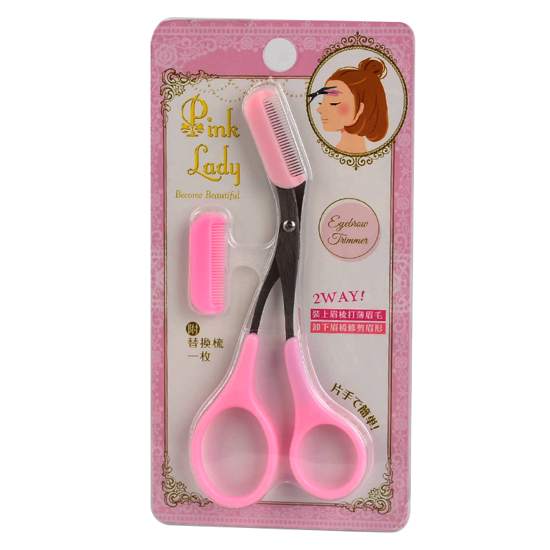 Pink Lady Eyebrow Comb Scissors, , large