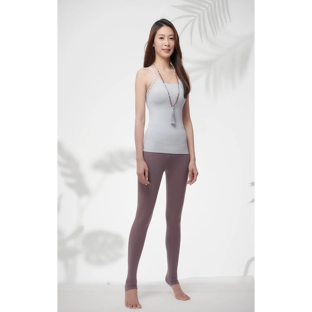 YOGA FLOW Barbie Tank - 細肩帶側邊簍空長版上衣 - 淡灰 Grey Light, , large