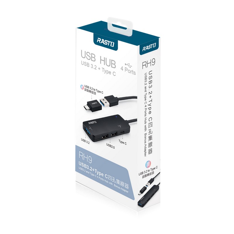 RASTO RH9 USB3.2 and Type C 4 Ports Hub, , large