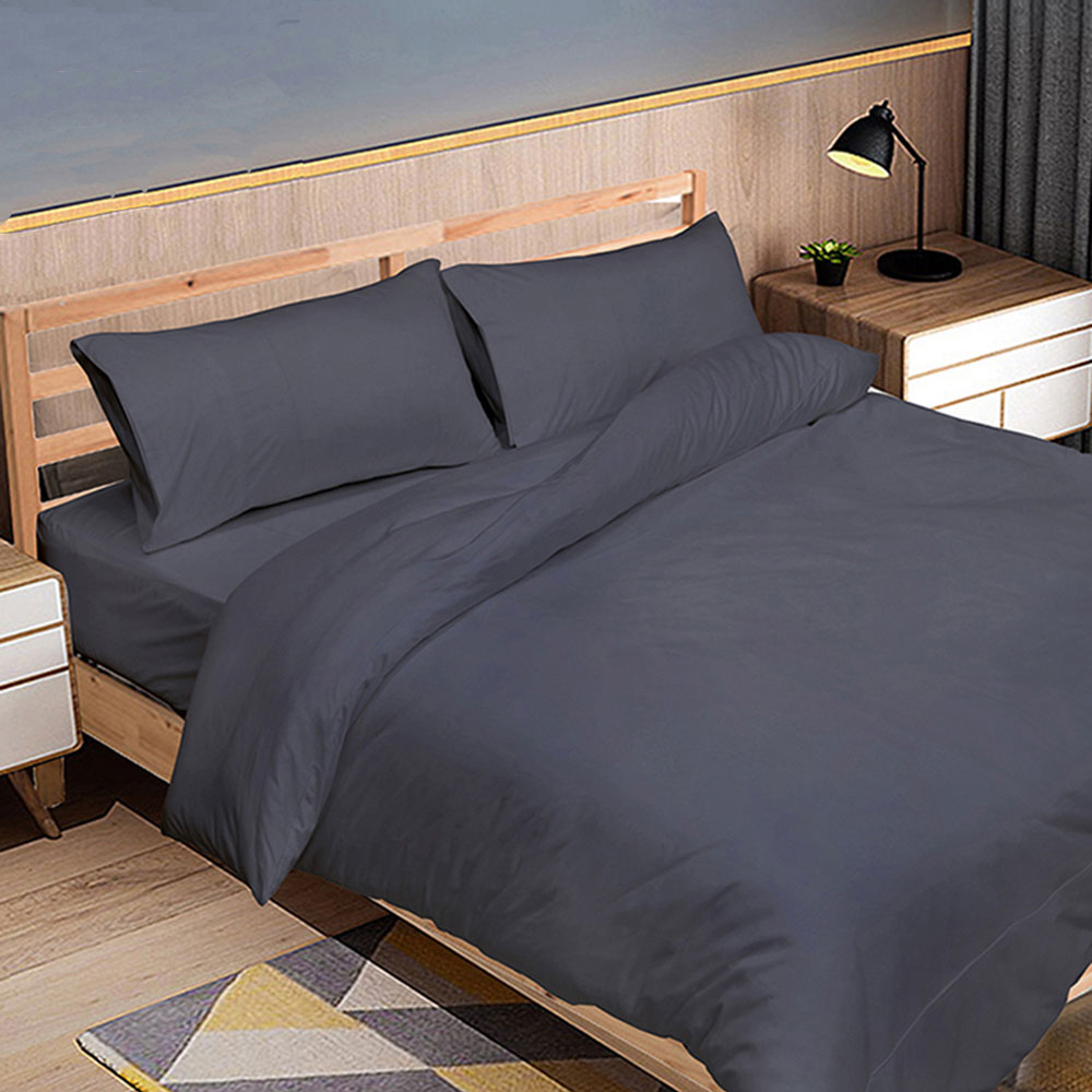 【多利寶寢具】FITNESS 純棉素色雙人被套-深灰色, , large