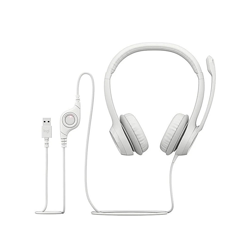 【 Logitech 羅技 】H390 珍珠白 有線耳機 麥克風, , large