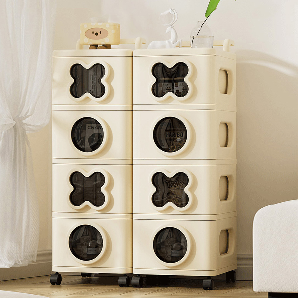 【AOTTO】60面寬趣味圈叉附輪雙排四層抽屜收納櫃(AC-060), , large