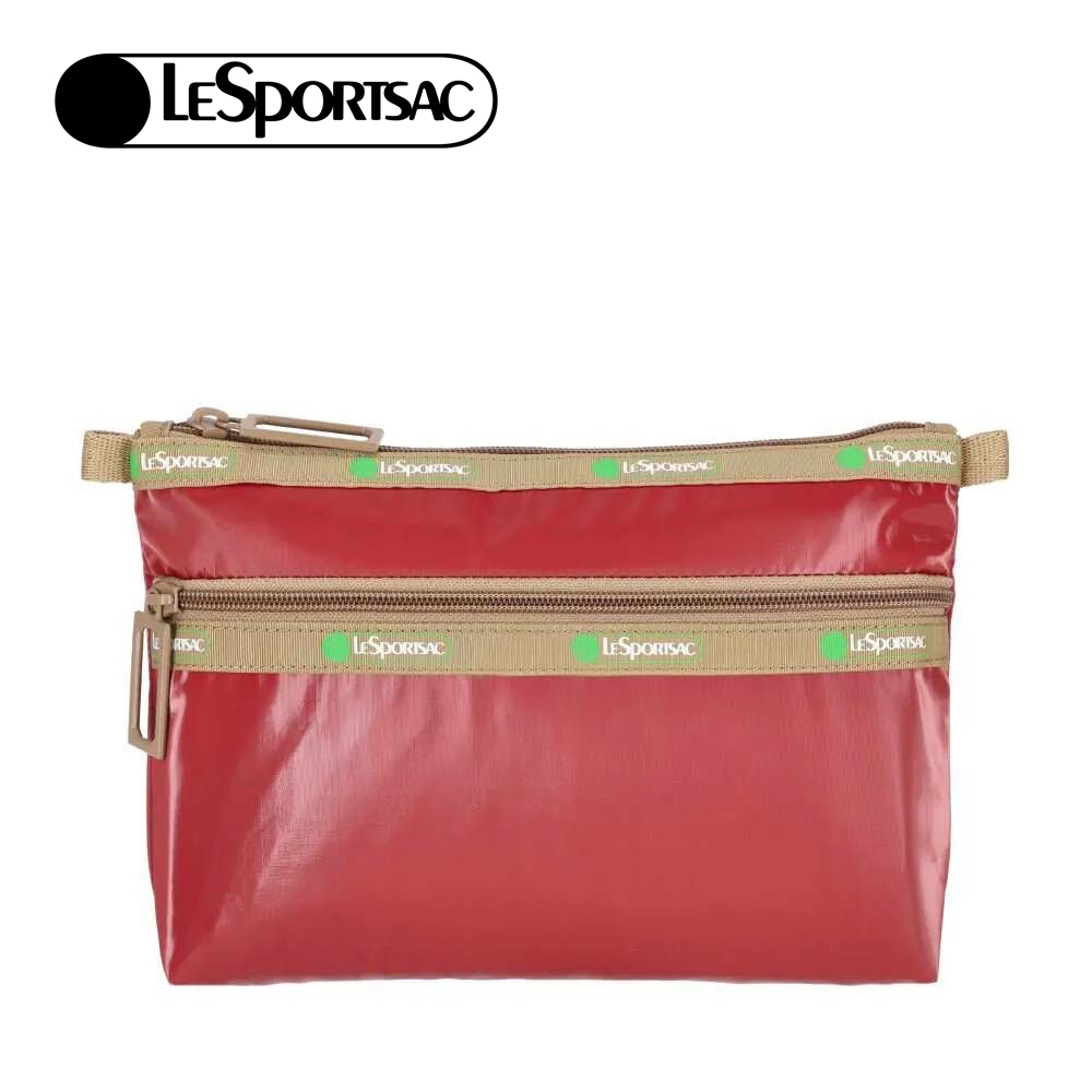 |快速出貨|Lesportsac Cosmetic Clutch 50周年雙層拉鍊收納化妝包/ 亮酒紅色, , large