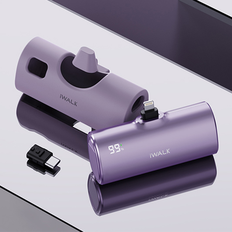 【GUXON】iWALK TWINS Wireless Portable Charger 20W / 5000mAh / Type-c + Lightning / Purple, , large