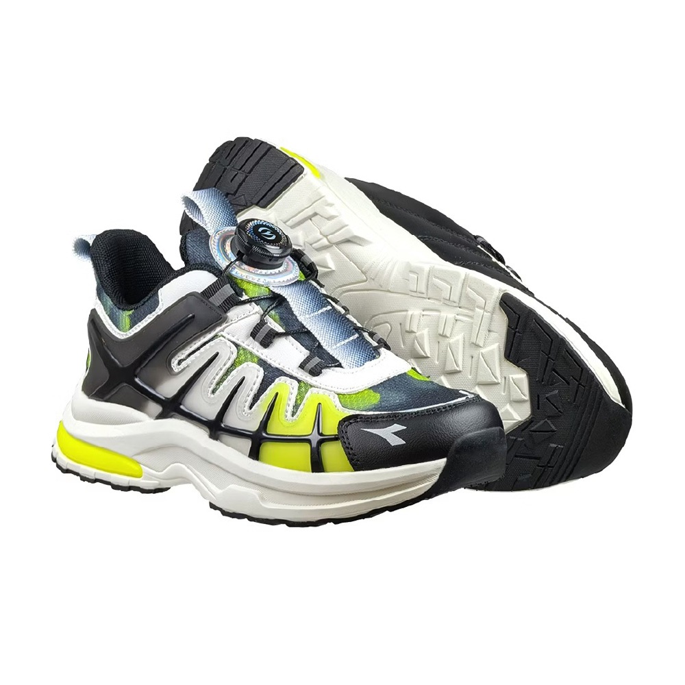 DIADORA迪亞多那 大童專業慢跑鞋 童運動鞋 童鞋 寬楦 輕量 透氣 保護後跟 吸震 穩定 抗菌 除臭 黑綠 藍紫, , large