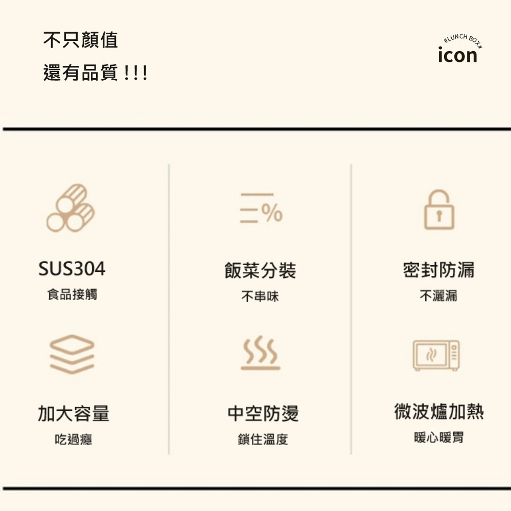 【A&R】升級版日式304不鏽鋼三層保溫飯盒附贈湯匙+保溫袋-微波款2500ML-拿鐵咖, , large