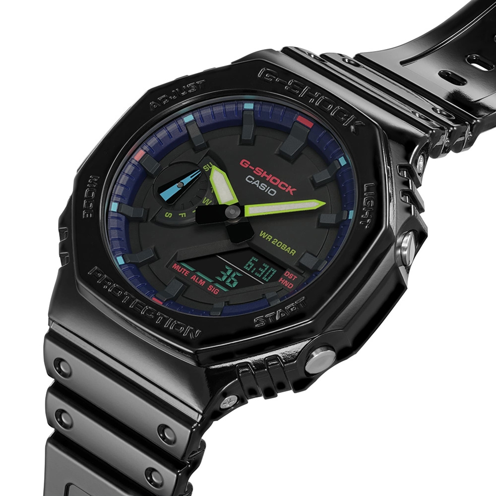 CASIO 卡西歐 G-SHOCK AI 探索虛擬彩虹系列雙顯錶 GA-2100RGB-1A, , large