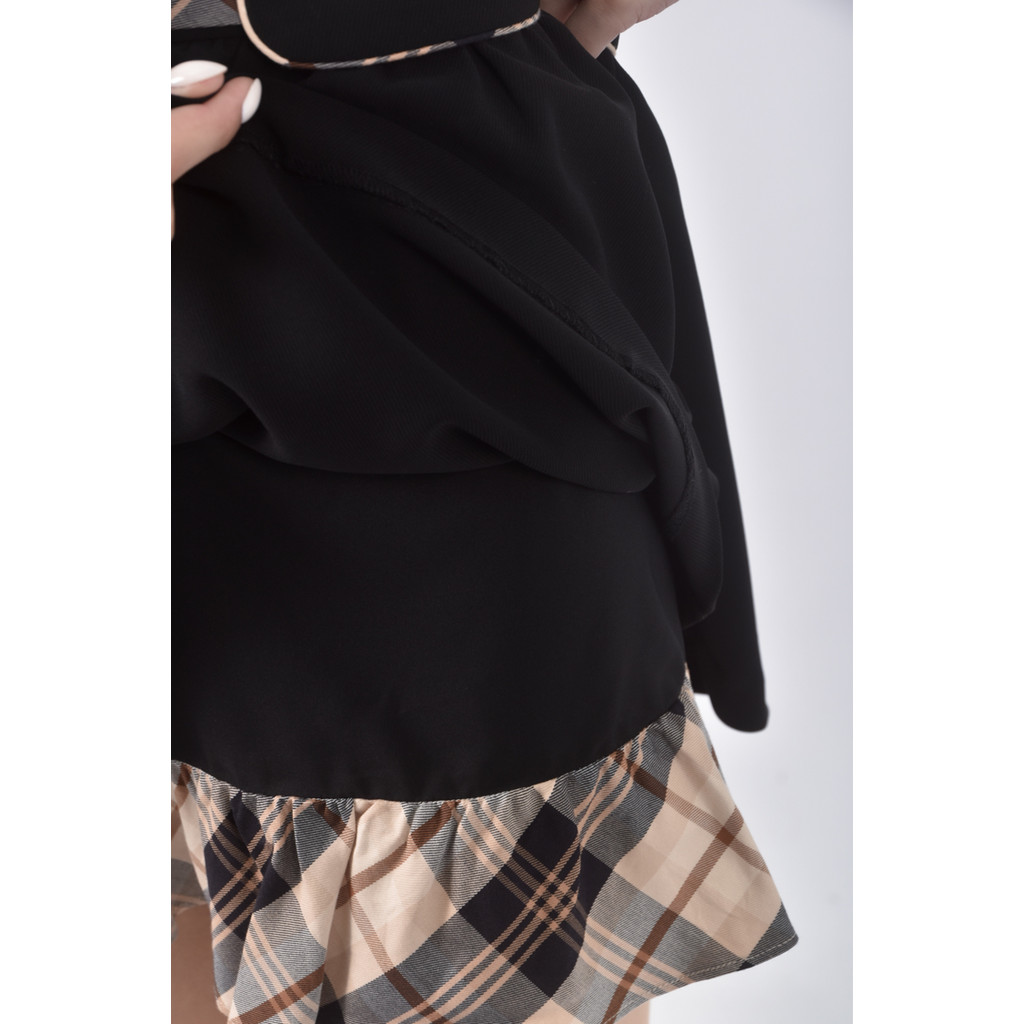 (S) kinloch anderson質感格紋黑色短裙二手衣, , large