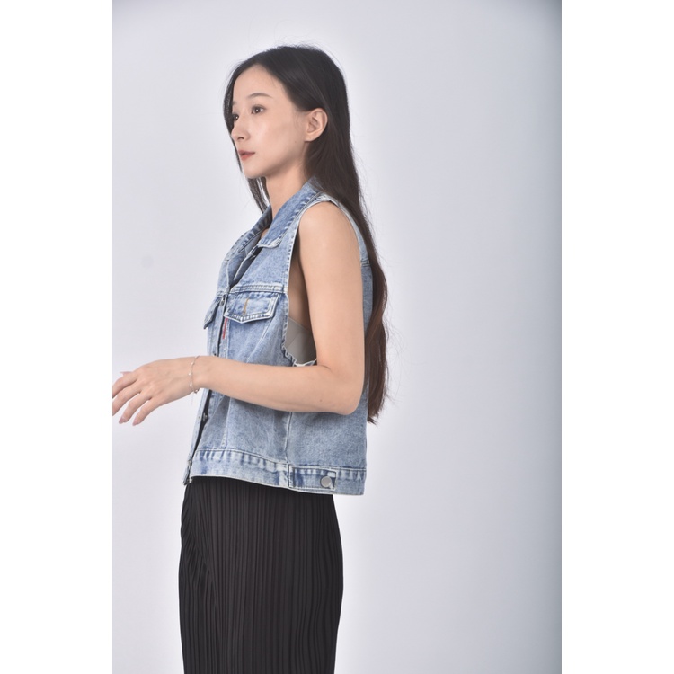 (S) nuan yang yang丹寧牛仔質感背心藍色外套二手衣, , large