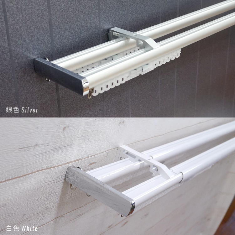 Ken Series Double Curtain Rod with Dual Tube Side Caps | Aluminum Extendable | Smooth Glide | DIY Friendly, , large