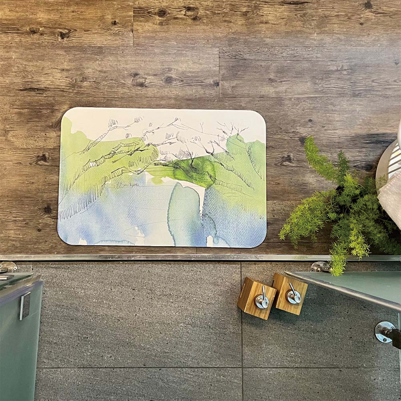 【怪獸】新銳設計師 10秒頂吸 軟式珪藻土吸水地墊 畢啾子 (60x40cm) -四草綠色隧道 通, , large