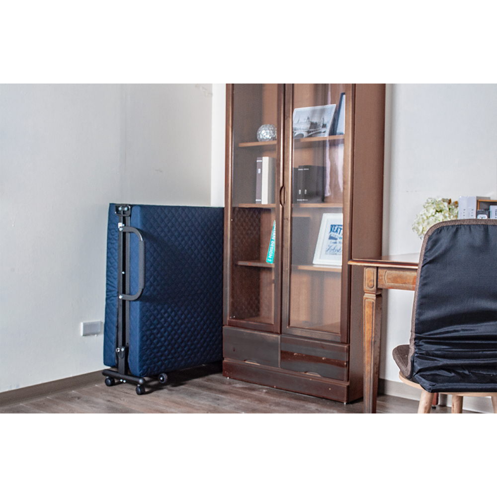 《Simple Life》One handle labor-saving storage folding bed (Size 78x178cm) Blue OTB-80 breathable mesh fabric, , large