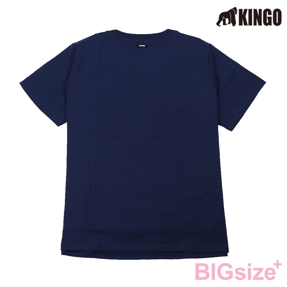 KINGO-大尺碼-女款 圓領T恤-丈青-414130, , large
