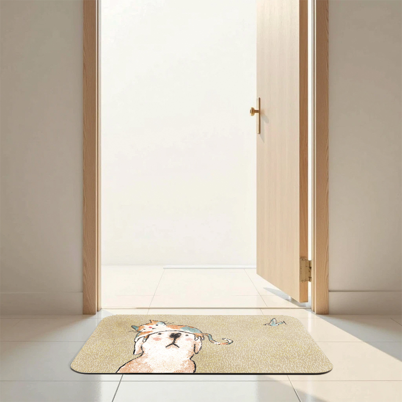 【怪獸】新銳設計師 10秒頂吸 軟式珪藻土吸水地墊 DUCKY SHEN (60x41cm) -Dooggyy Meow, , large