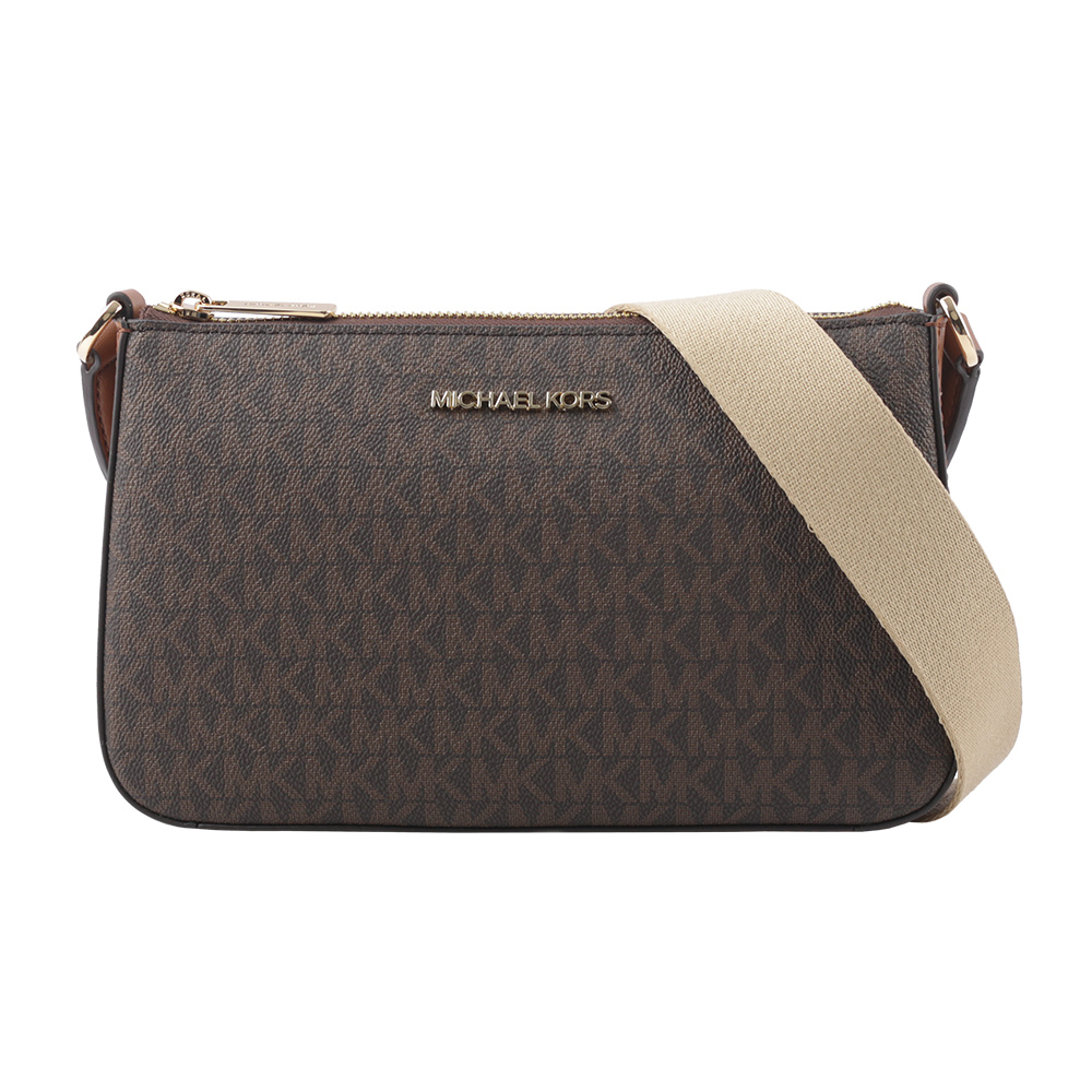 Michael Kors 金字塗層帆布附小袋三合一斜背包/咖啡色, , large