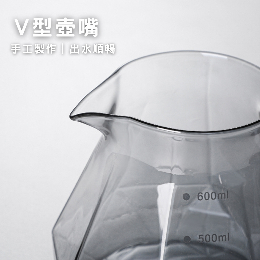 【GlassKing】GK-839 黑耀鑽石壺 手沖咖啡壺 耐熱直火壺 耐熱玻璃壺 咖啡壺 泡茶壺 分享壺 下接壺, , large