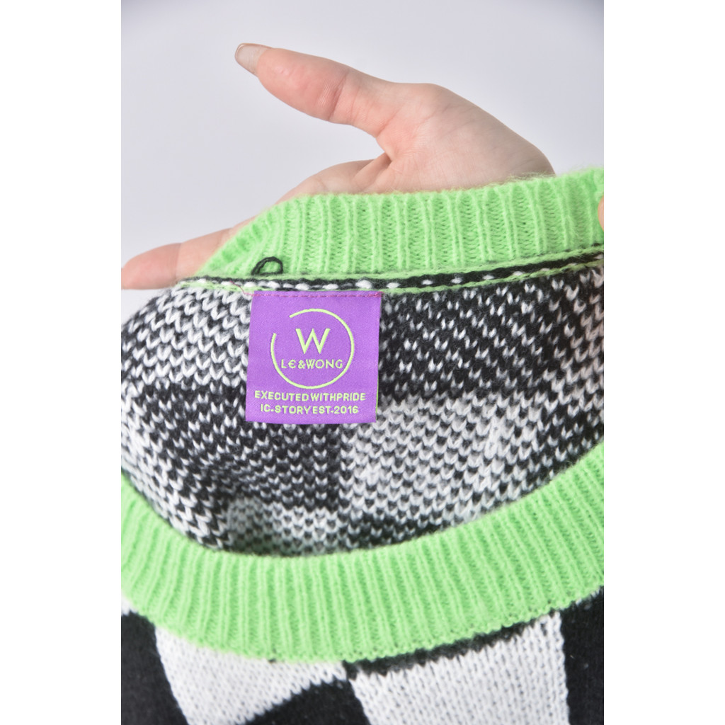 (2XL) le wong棋盤黑色長袖上衣二手衣, , large