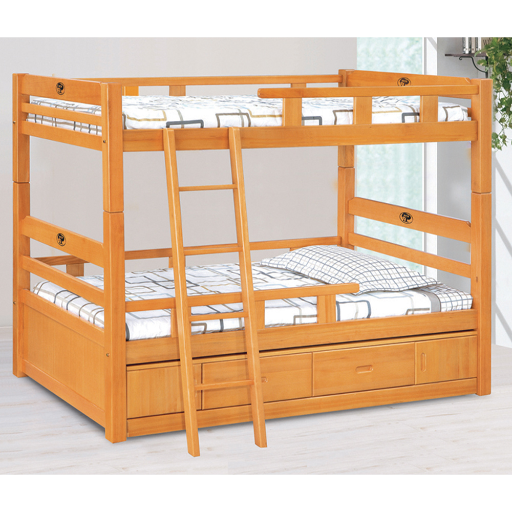 【唯熙傢俱】喬亞檜木色3.5尺收納櫃雙層床組, , large