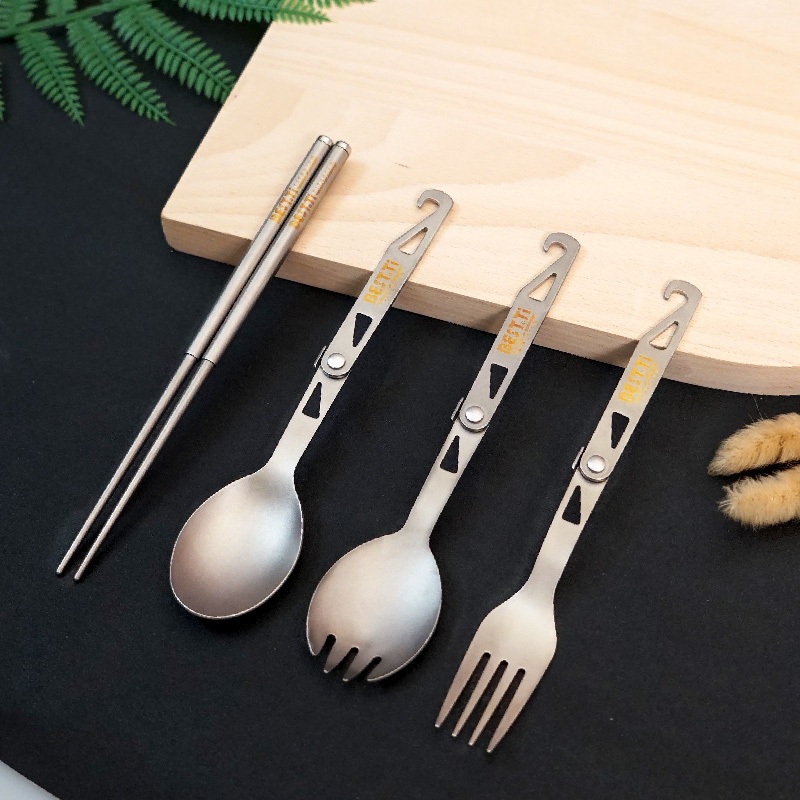 【純鈦旋轉湯匙】迷你餐具 湯匙 環保餐具 鈦餐具 摺疊餐具 露營 登山, , large