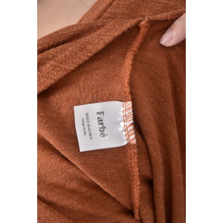 (F) farbe韓牌質感橘色長袖上衣二手衣, , large