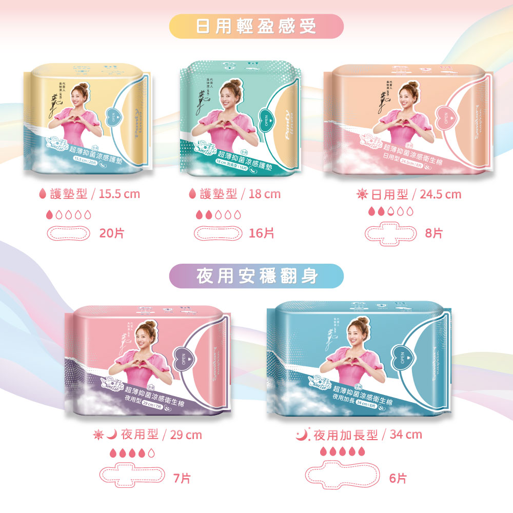 【舒芯】超薄抑菌涼感衛生棉(29cm/7片*6包), , large