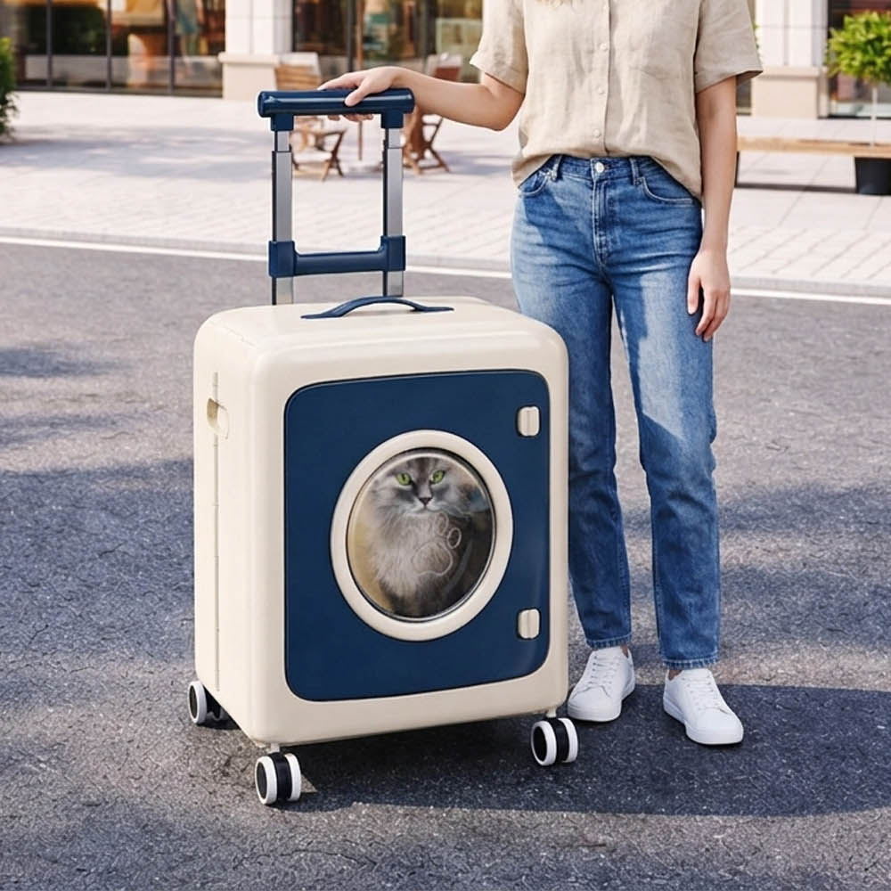 【AOTTO】寵物外出便攜滑輪透氣防應激拉桿航空箱/行李箱/貓籠(AC-231), , large