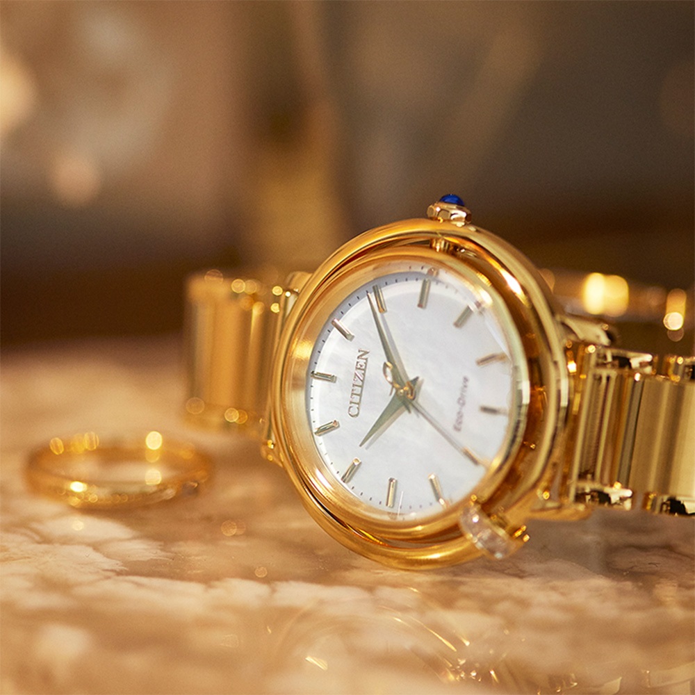 CITIZEN 星辰 L系列 曙光 光動能鑽石女錶 附贈皮革錶帶 EM1093-61D, , large