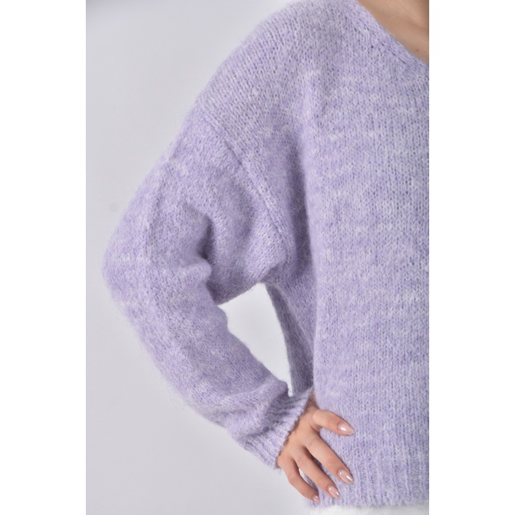 (XL) niceioi質感羊毛V領紫色長袖上衣二手衣, , large