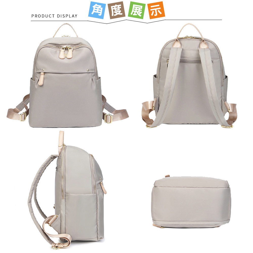 SPRING-尼龍後背包韓版百搭後背包大容量學生後背包旅行後背包-多色, , large