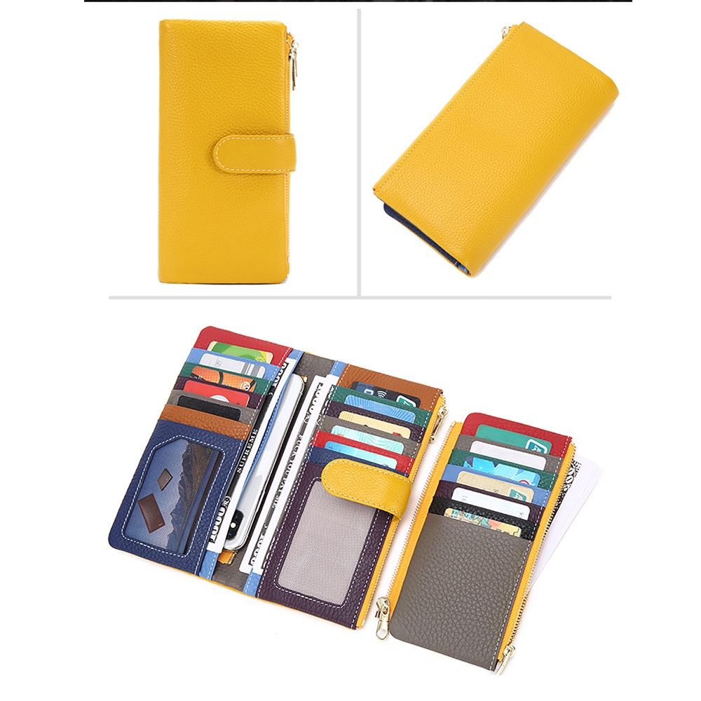 【現貨保固】多功能長夾 可拆式撞色女長夾 手拿包 錢包 真皮長夾 長卡夾包, , large