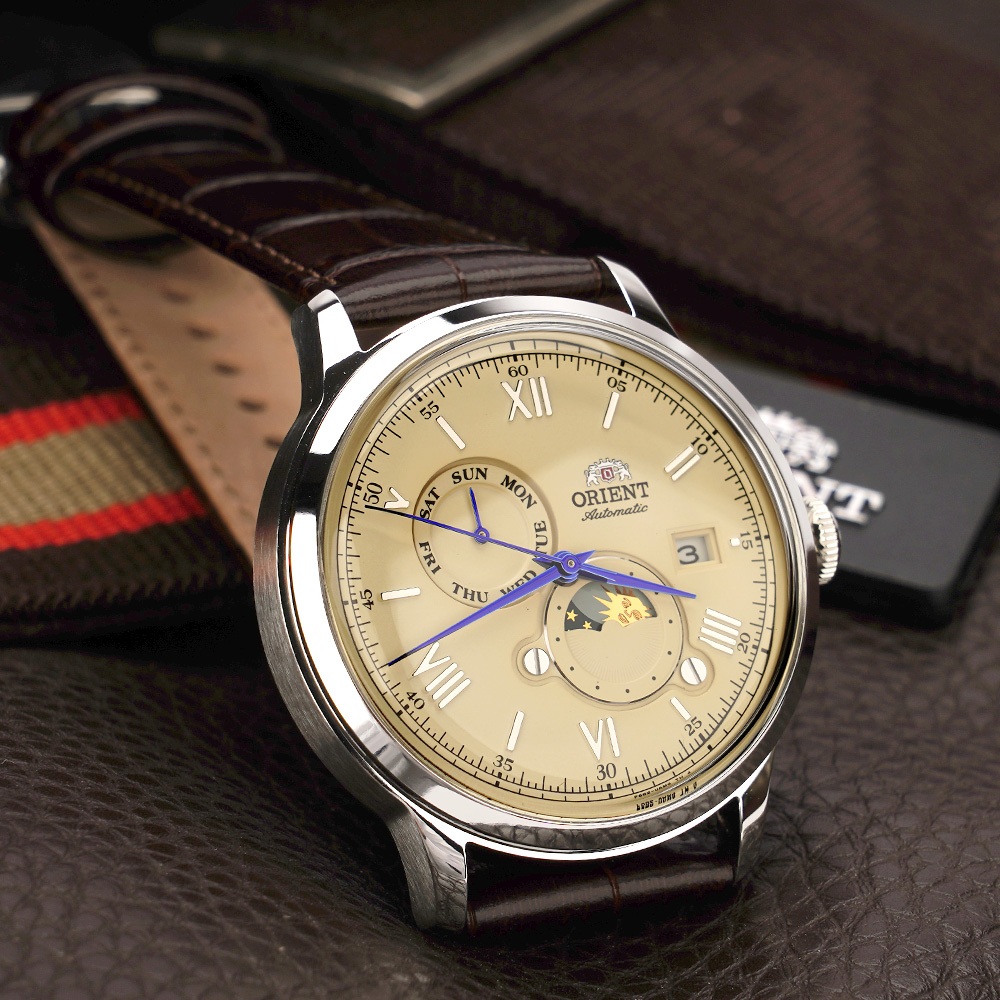 ORIENT 東方錶 Sun & Moon 系列 日月相機械錶-41.5mm RA-AK0803Y, , large