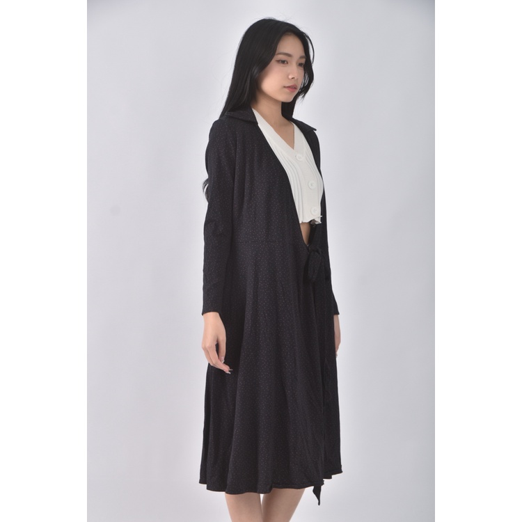 (S) uniqlo質感棉質點點黑色罩衫二手衣, , large