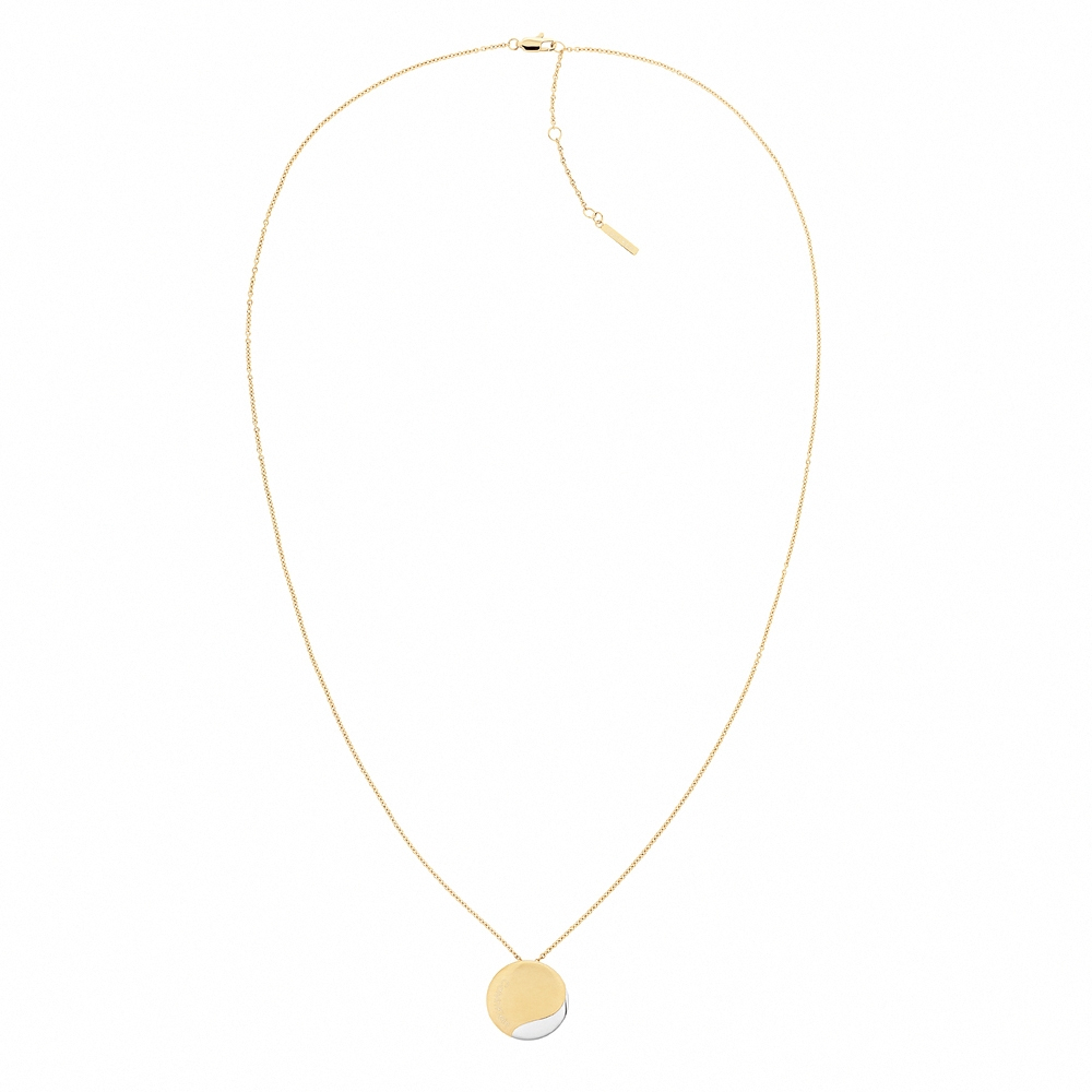 Calvin Klein CK Minimal Circular 圓雙色墜項鍊 母親節送禮推薦-金x銀 35000149, , large