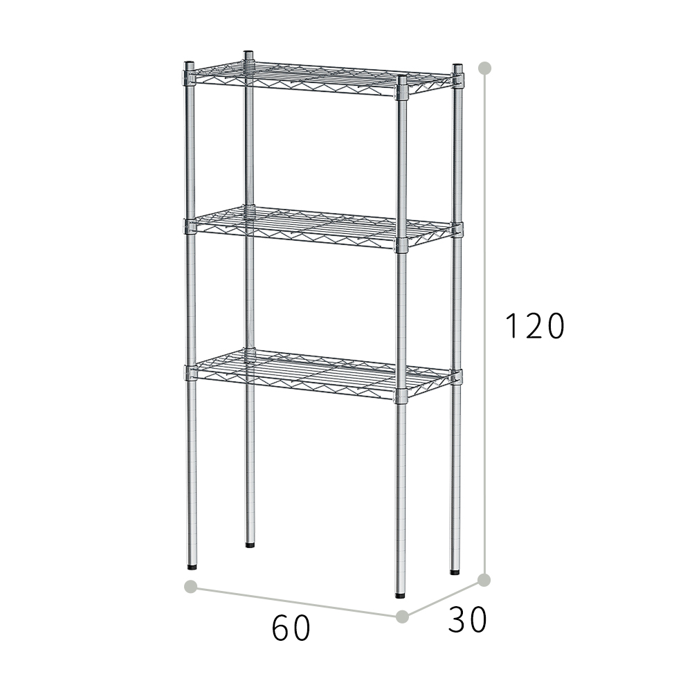 【Y HOUSE】60x30x120cm Lightweight Three-layer Iron Rack Iron Rack Shelf-Electroplating, , large