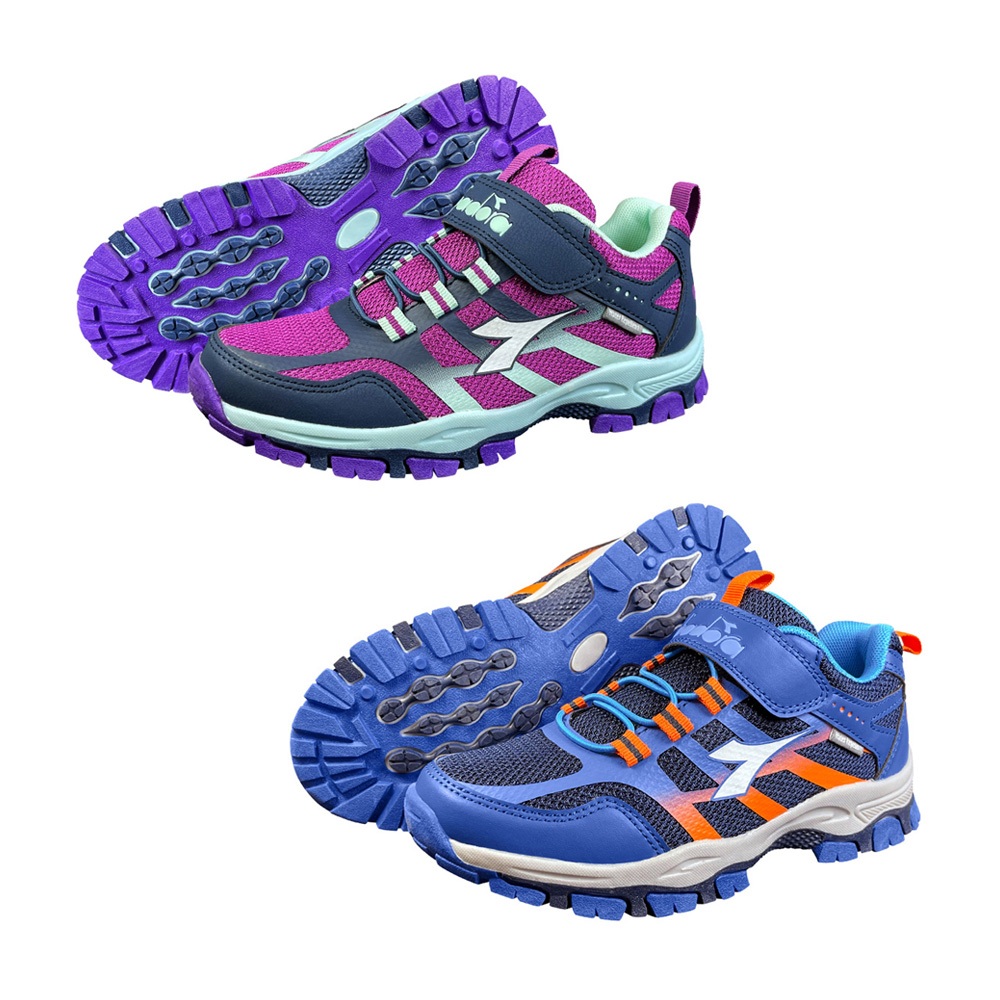 DIADORA迪亞多那 大童戶外越野鞋 童運動鞋 童鞋 登山鞋 寬楦 防潑水 保護後跟 健康鞋墊 耐磨 防滑 紫 藍, , large