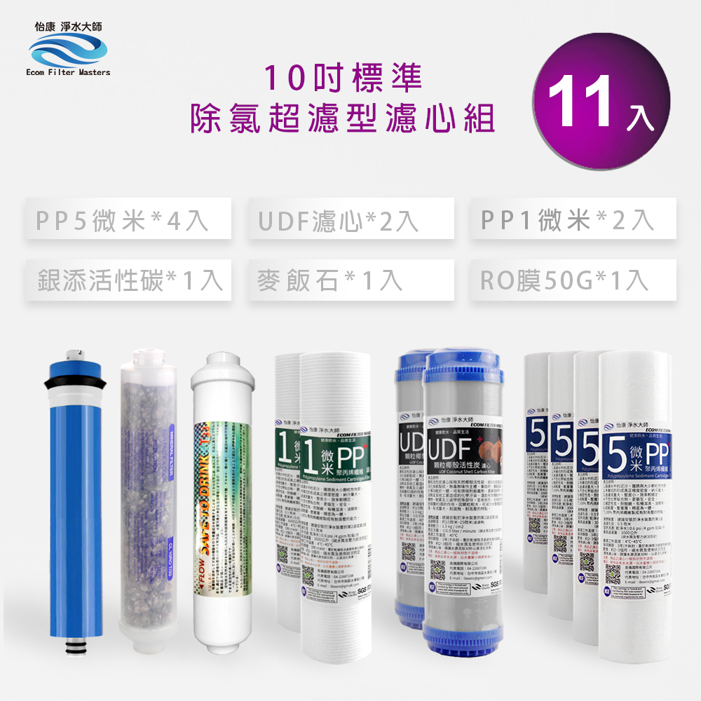 【怡康淨水】10吋標準濾心+後置銀添炭濾心組, , large