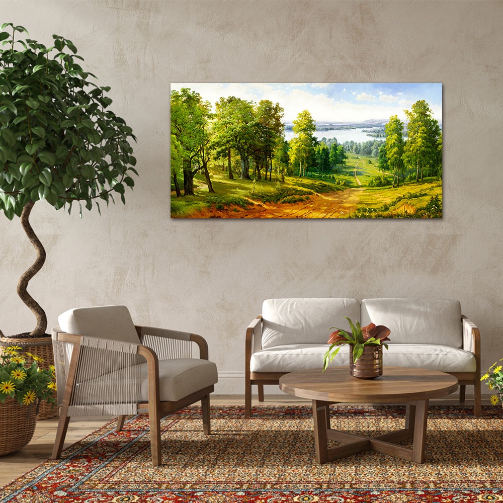 【御畫房】千里碧玉 國家一級畫師手繪油畫60×120cm(VF-123), , large