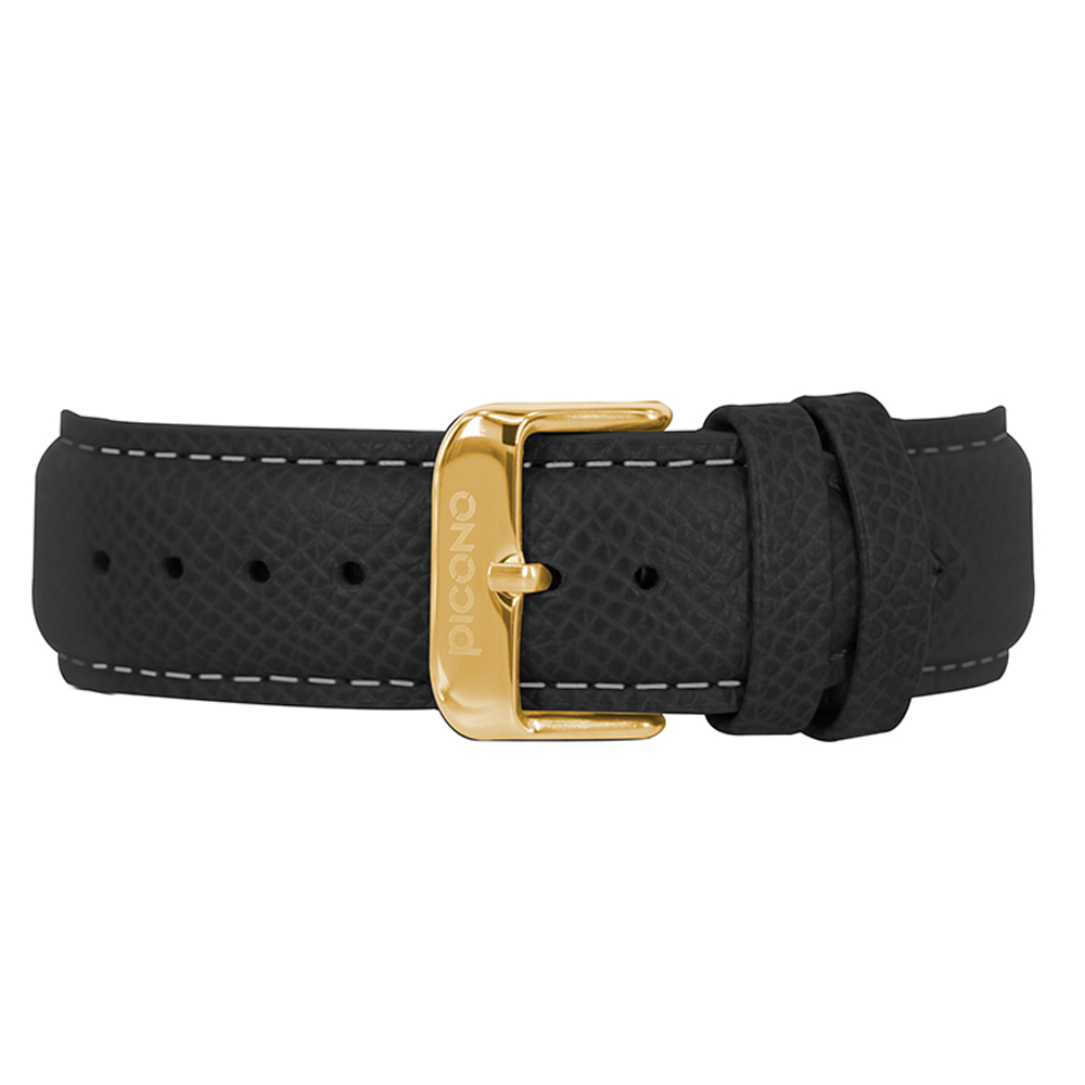 【PICONO】Twin collection double watch surface black leather strap watch-Gold / TN-11501, , large