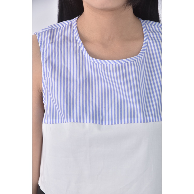 (S) moma質感棉質純棉藍色上衣二手衣, , large