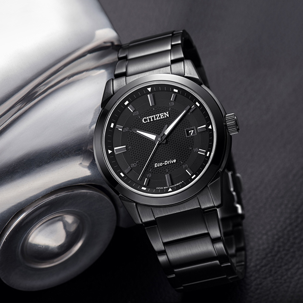 CITIZEN 星辰 Eco-Drive 都會時尚光動能腕錶-黑/42mm BM7145-51E, , large