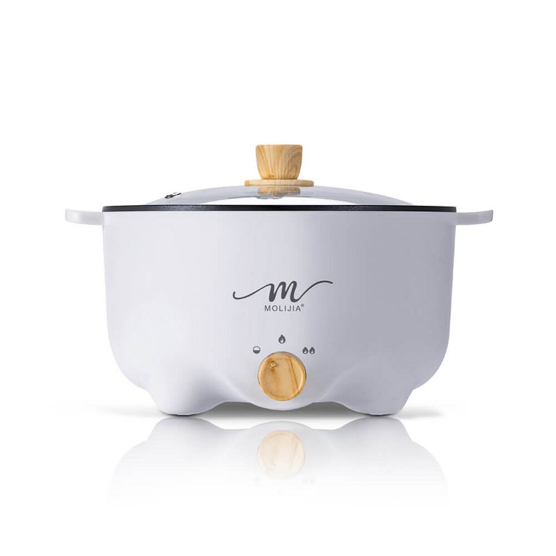 【MOLIJIA】3L-M22 Multifunctional Non-stick Electric Hot Pot - White Wood Grain, , large