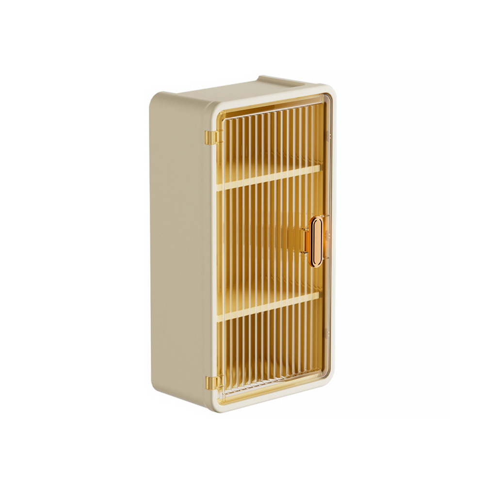 SHCJ 免打孔輕奢壁掛防塵三層收納置物架【奶白透茶】小物收納 瓶罐收納, 奶白透茶, large