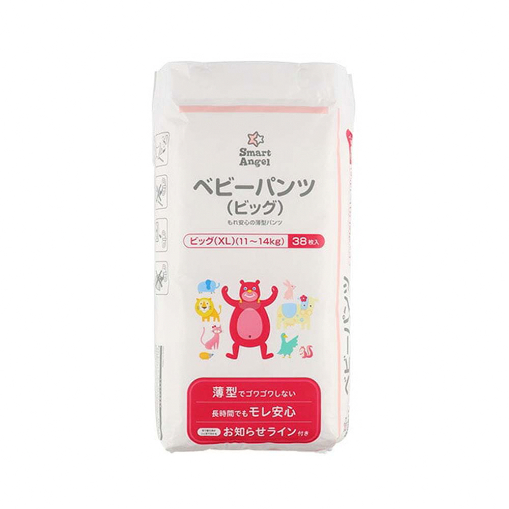 [日日好物]日本Smart Angel西松屋-瞬吸防漏透氣彈力輕薄拉拉褲型嬰幼兒紙尿褲-XL(11~14kg)38片/袋(尿溼顯示遠離紅屁屁,好動寶寶紙尿布,夜間安睡褲), , large