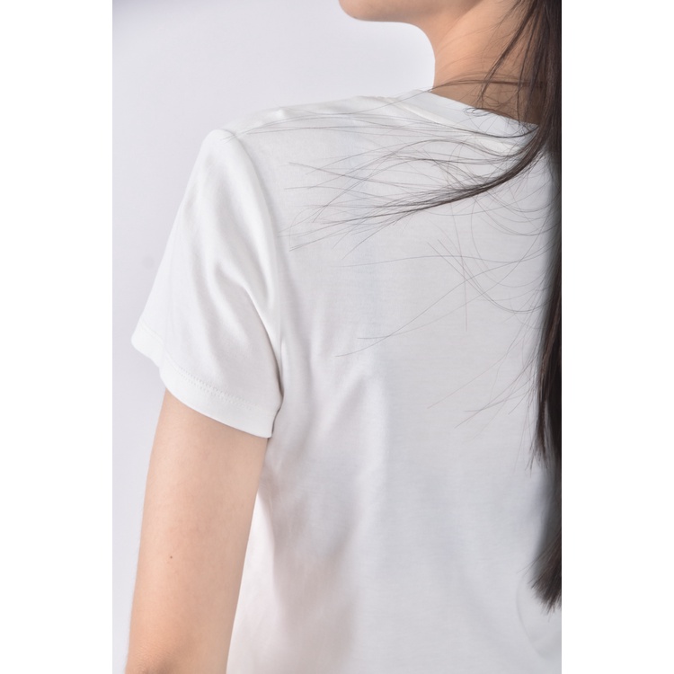 (S) a la sha質感印花白色短袖上衣二手衣, , large