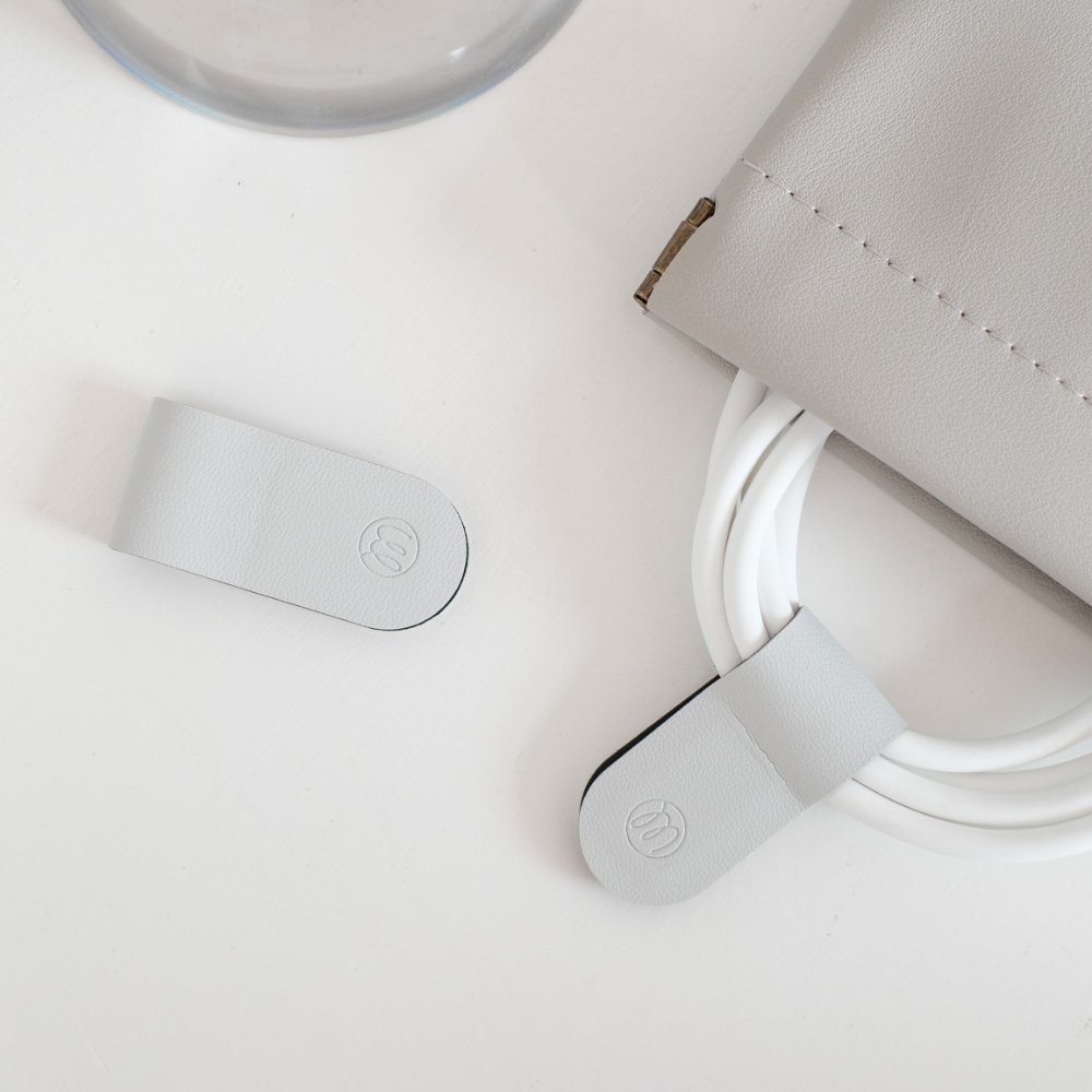 [OneMore Co., Ltd.] OneMore Brand Customized Leather Magnetic Cable Strap (2-pack) Matte Gray, , large