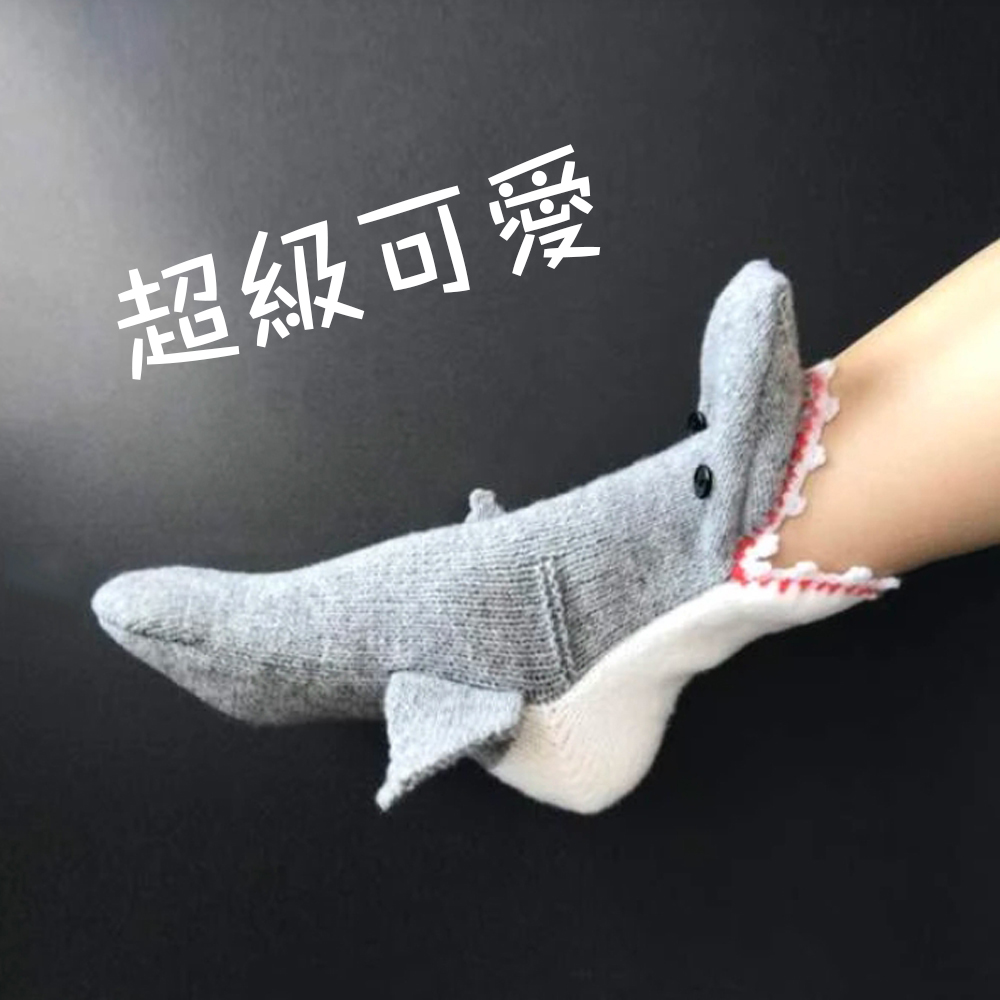 逗趣！可愛！【鯊魚咬腳襪】像腳交被攻擊了 童趣襪 鯊魚襪 卡通襪 有趣 好玩 送禮 交換禮物 高恥度 療癒小物 棉襪, , large