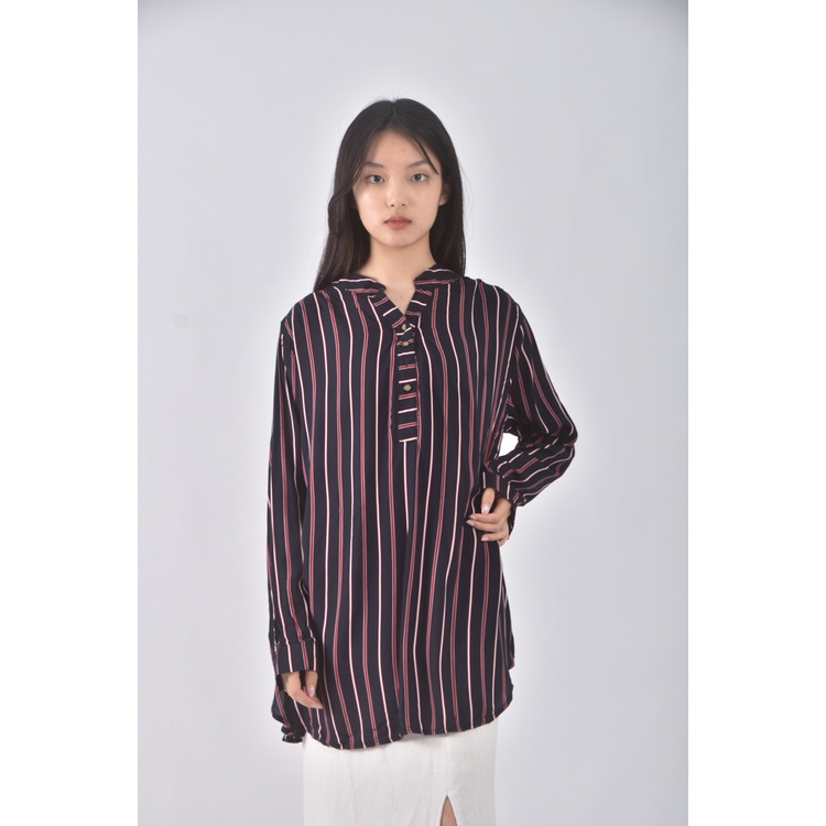 (XL) 條紋黑色長袖上衣二手衣, , large