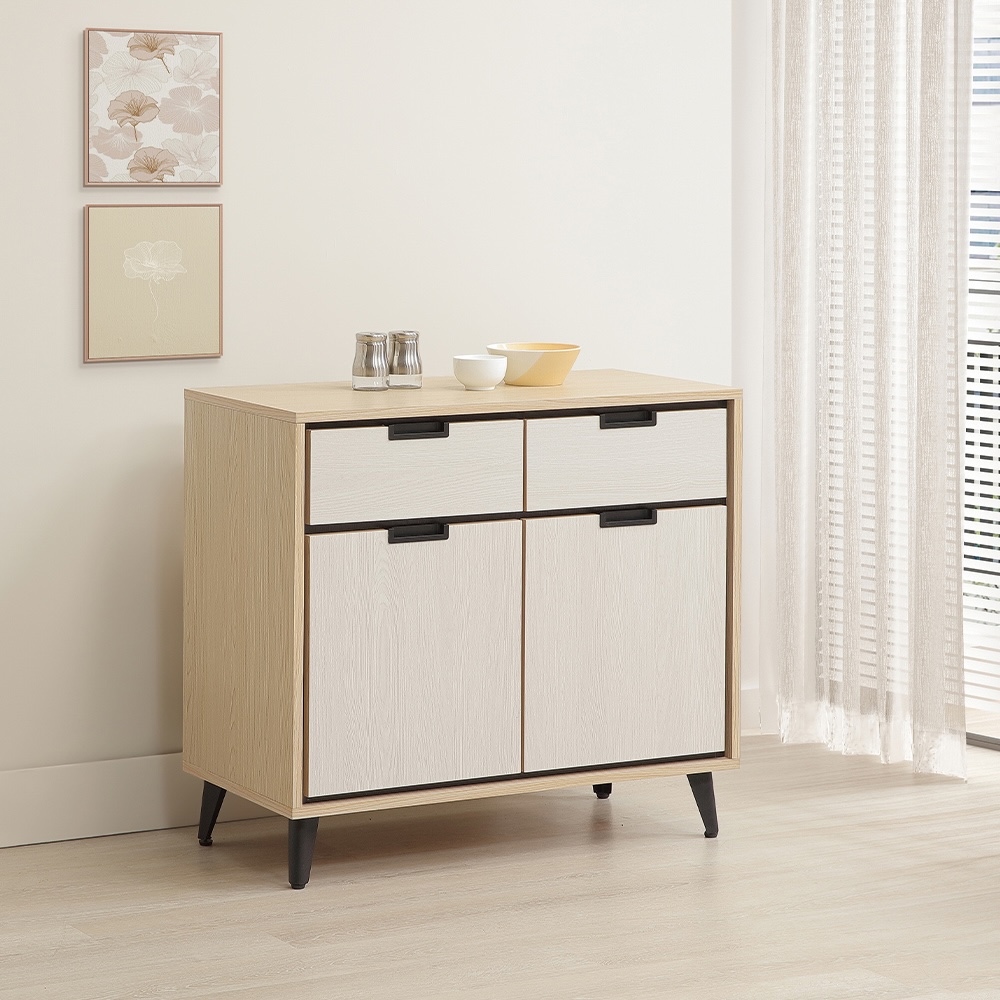 【唯熙傢俱】雷莎原木雙色2.7尺餐櫃, , large