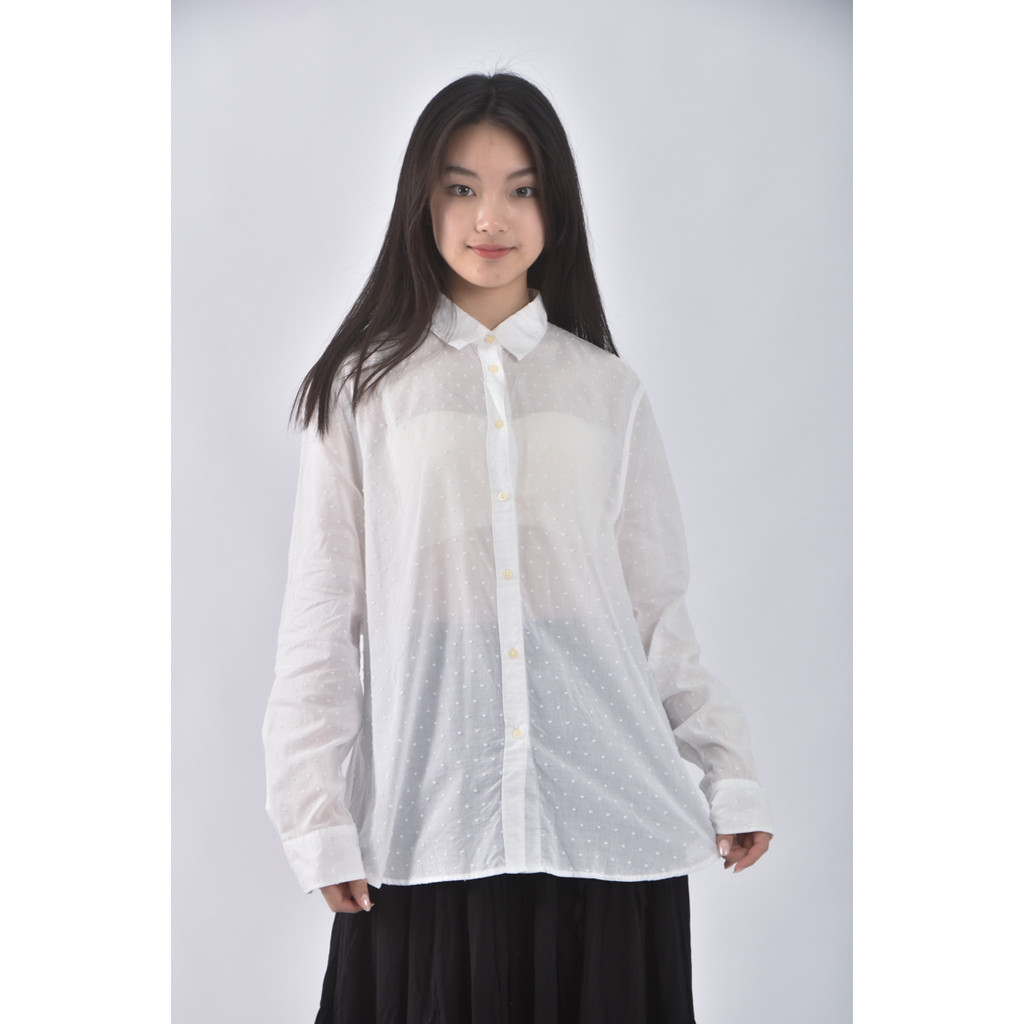 (L) gap質感點點白色長袖上衣二手衣, , large